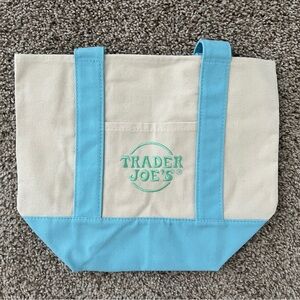 Trader Joe's Mini Canvas Tote in Baby Blue - NWT